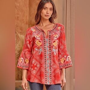 Savanna Jane Red Floral Embroidered Tunic
